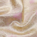 Light Cream with Light Pink Border Floral Design in Gold Zari Tissue Wedding Silk Saree