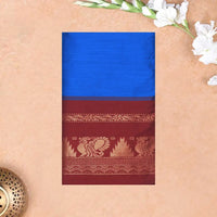 Blue With Maroon  Premium Quality Kalyani Cotton Saree