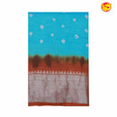 Turquoise blue with rust orange chanderi saree with tie and dye prints