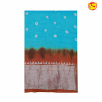 Turquoise blue with rust orange chanderi saree with tie and dye prints