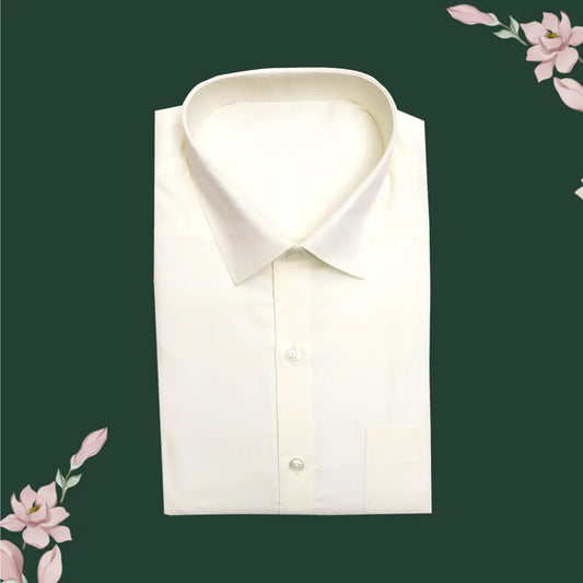 Off-White with Gold Men’s Silk Readymade Shirt and Dhoti Set