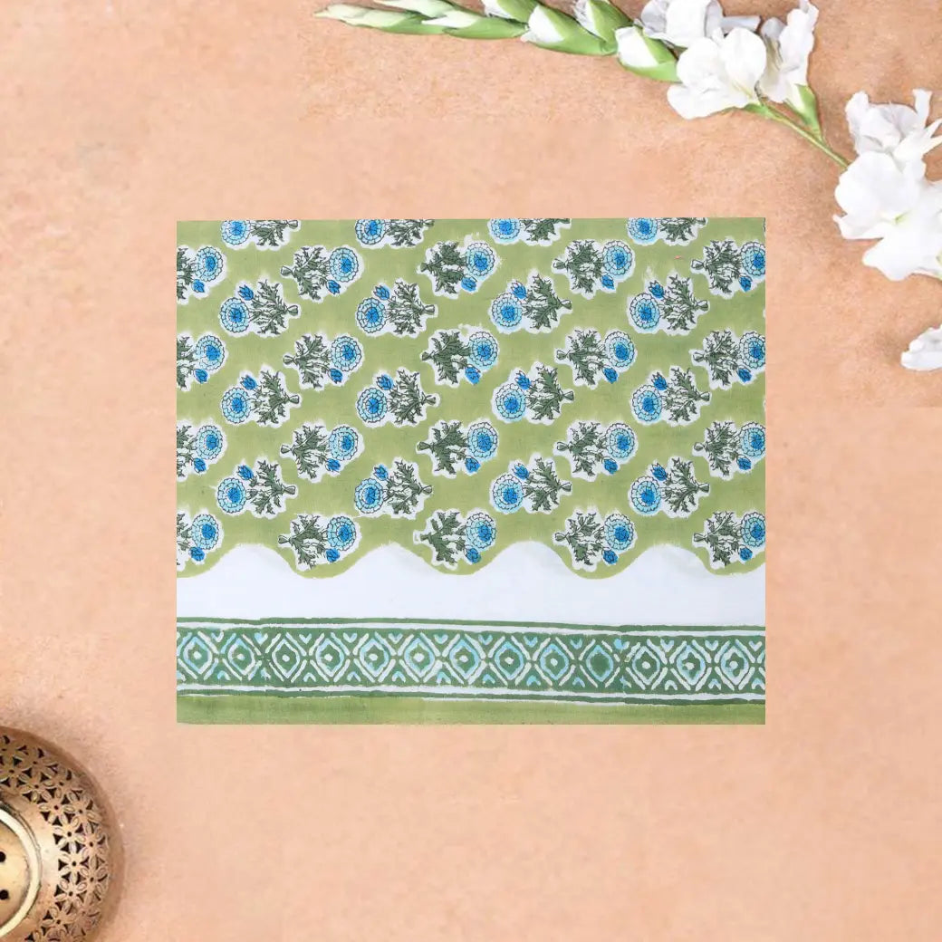 Light Green with Light blue Ladies Cotton Chudithar Set Material