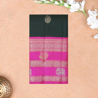 DARK GREENwith PURPLE Traditional Soft Silk Saree