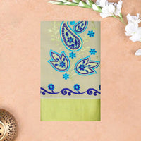Southloom Exclusive Onam Kerala Traditional Fancy Border Floral Cotton Saree (Matching Plain Blouse Included)