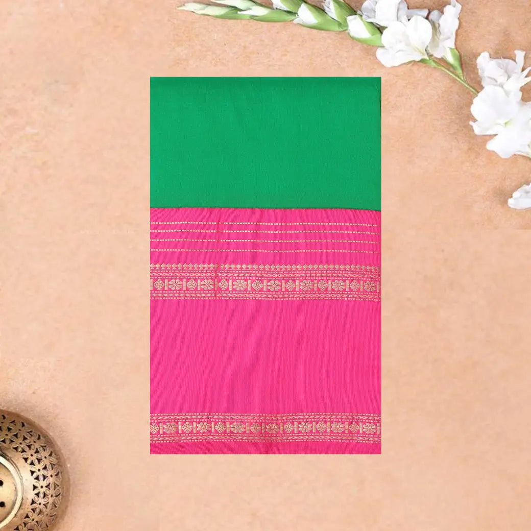 bright green and Magenta Soft Silk Saree