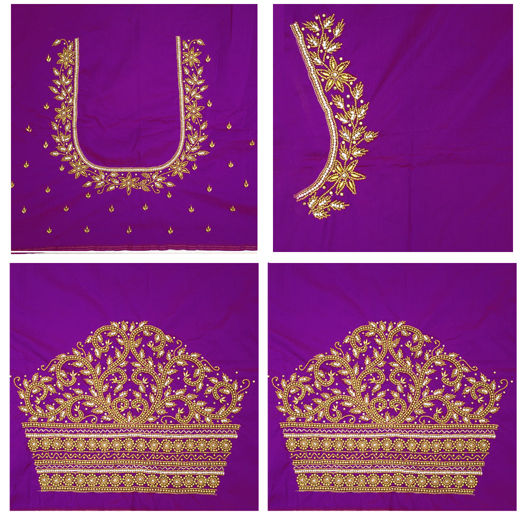Purple  Bridal Aariwork Blouse