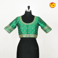 Green embroidery readymade blouse - Thenianantham