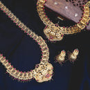 Antique aaram with necklace and jhumkas set