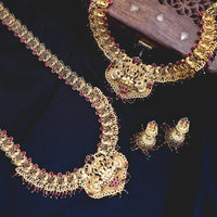 Antique aaram with necklace and jhumkas set