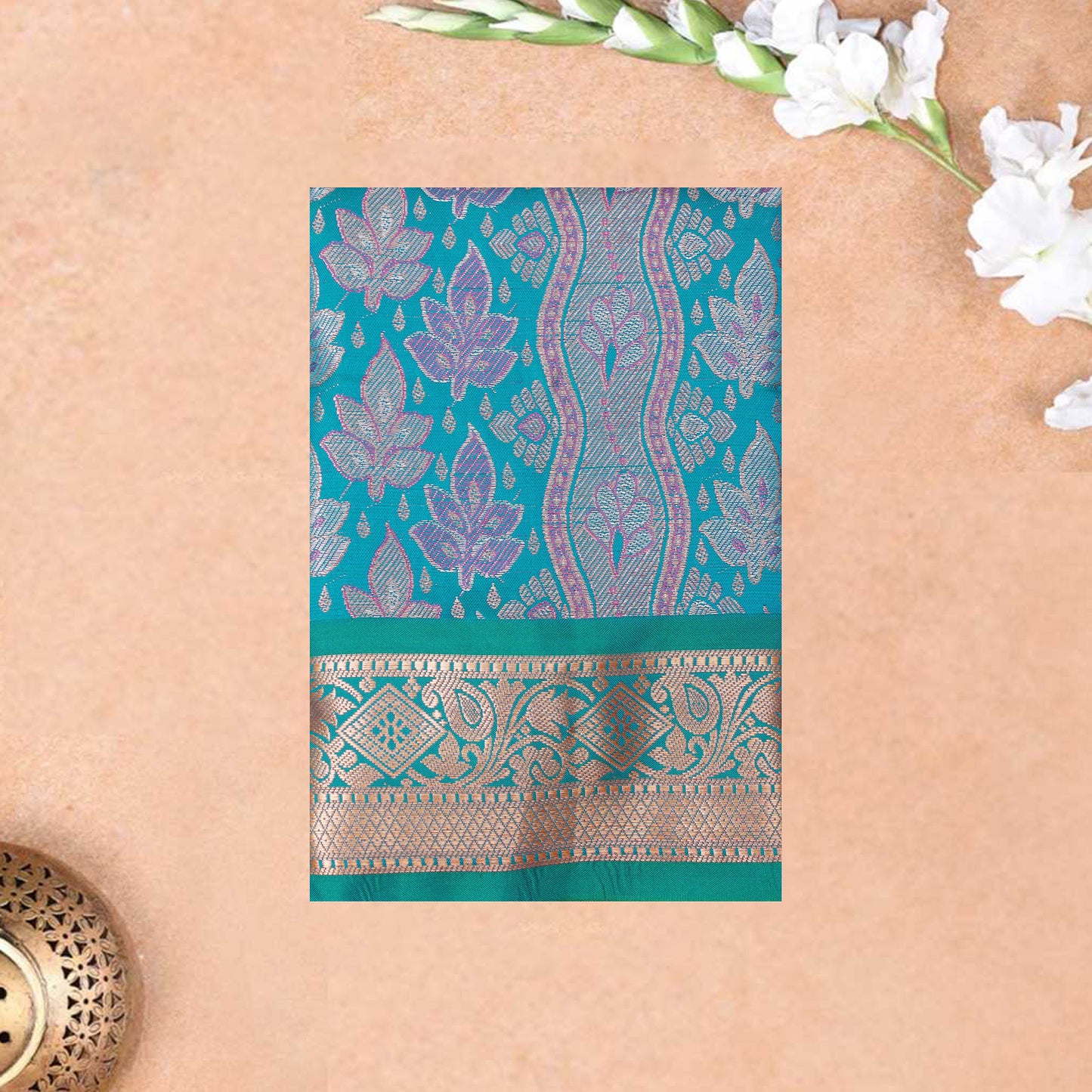 Sky Blue Color  Art Pattu Pavadai Material