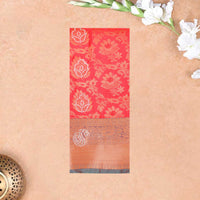 Orange with Green Art Silk Saree