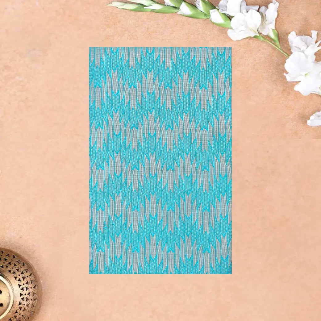 Sky Blue With Dark Brown Soft Silk