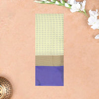 Cream With Royal Blue Arani Silk Saree