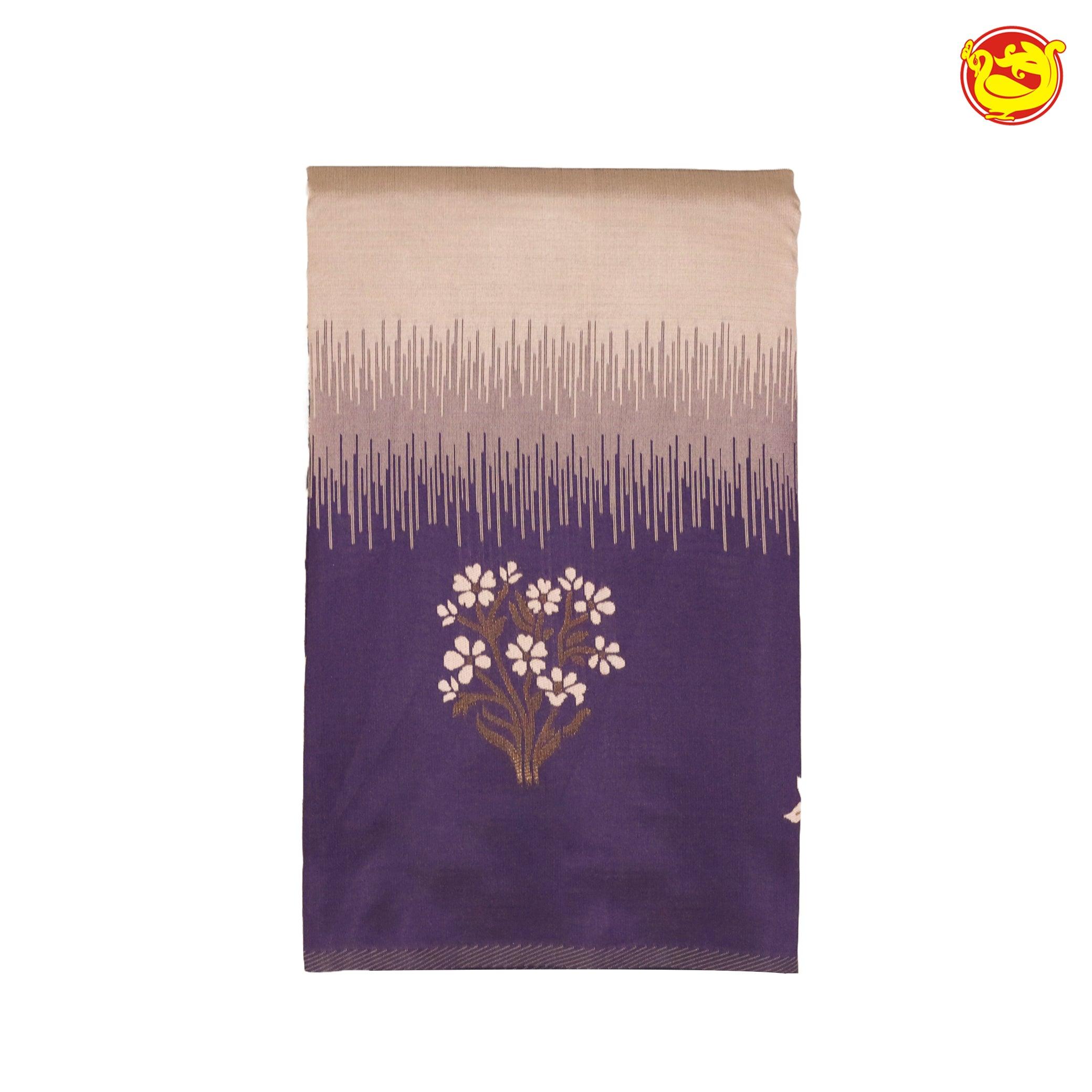 Light Brown With Purple Semi Silk Set Saree