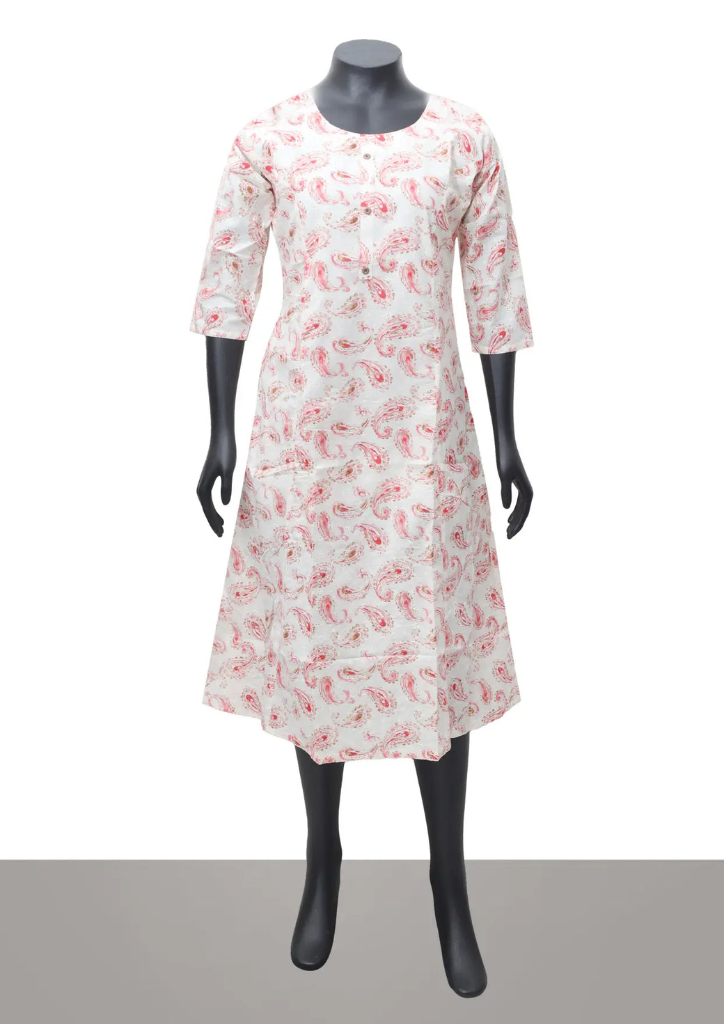 Off-White with Pink Printed Ladies Branded Readymade Long Top
