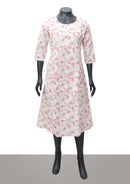 Off-White with Pink Printed Ladies Branded Readymade Long Top
