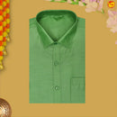 Light Green With White Dhoti Readymade Shirt And Matching Border Dhoti Set for Men