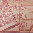 REDDISH -PINKWITH WHITE DARK FLORAL COPPER JERRY LINEN JACQUARD SAREES