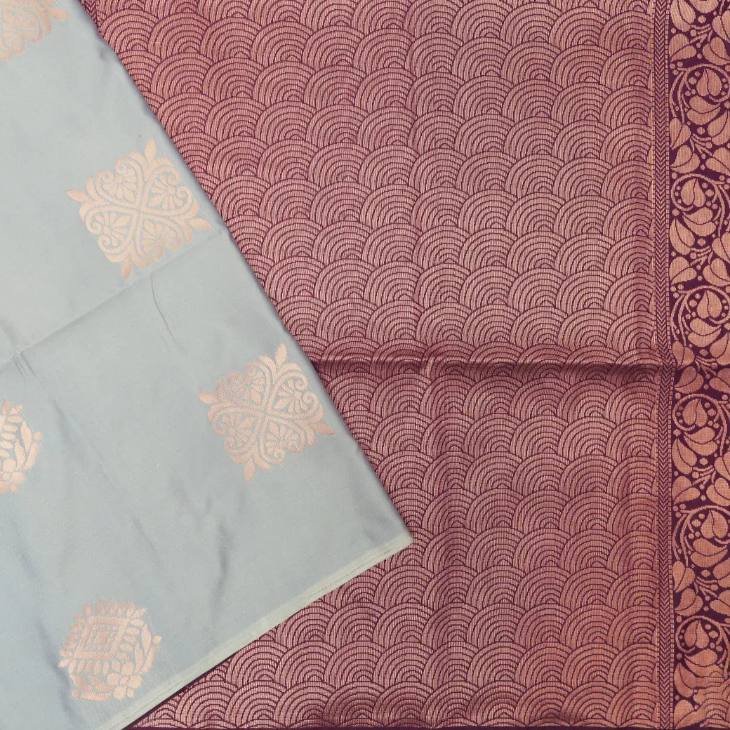GREYwith PURPLE Soft Silk Saree