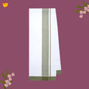 White with  LIGHT GREEN  Fancy Border Single Layer Cotton Men’s Dhoti