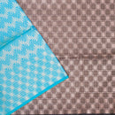 Sky Blue With Dark Brown Soft Silk