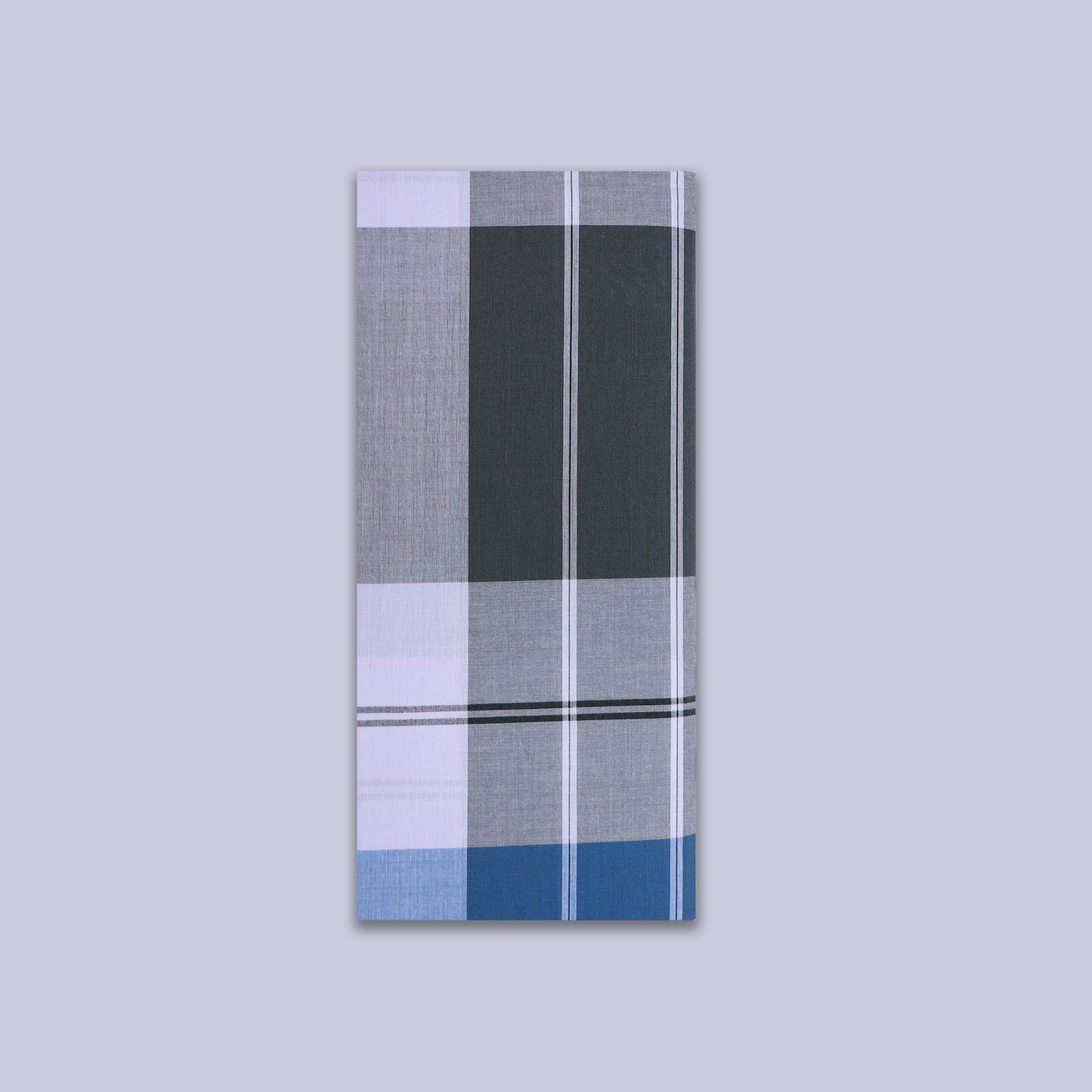 Men’s Blue With Grey Checked Cotton Stitched Lungi