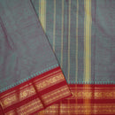 Slate Grey With Red  Pure Chettinad Cotton Saree without Blouse