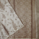 Off White with Coffee Brown  Tussar Silk Saree