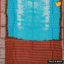 Turquoise blue with rust orange chanderi saree with tie and dye prints