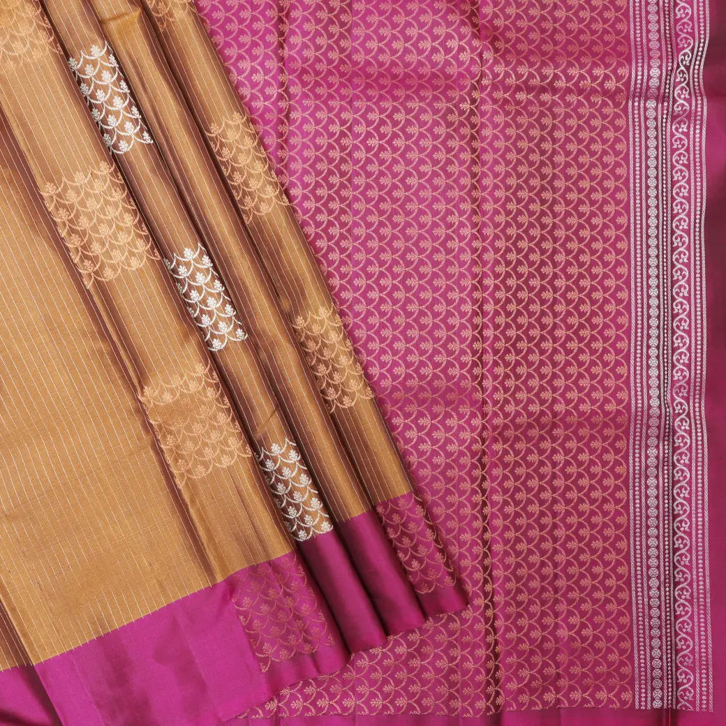 Light Brown with Pink Soft Silk Saree