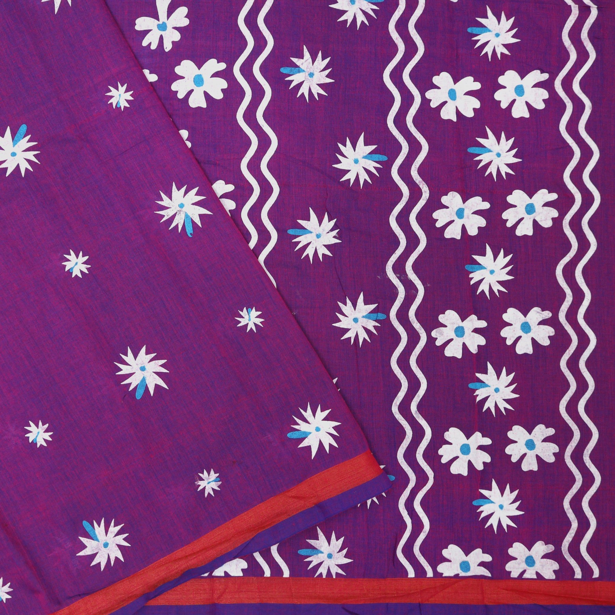 Dark Purple Linen Cotton Saree with Contrast Blouse