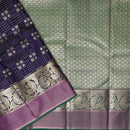 Dark Purple With  Green Gold Zari Yuvana Semi Soft Silk Saree
