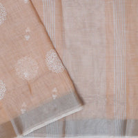 Light Orange Color Linen Cotton Saree