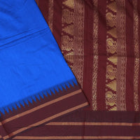 Blue With Maroon  Premium Quality Kalyani Cotton Saree