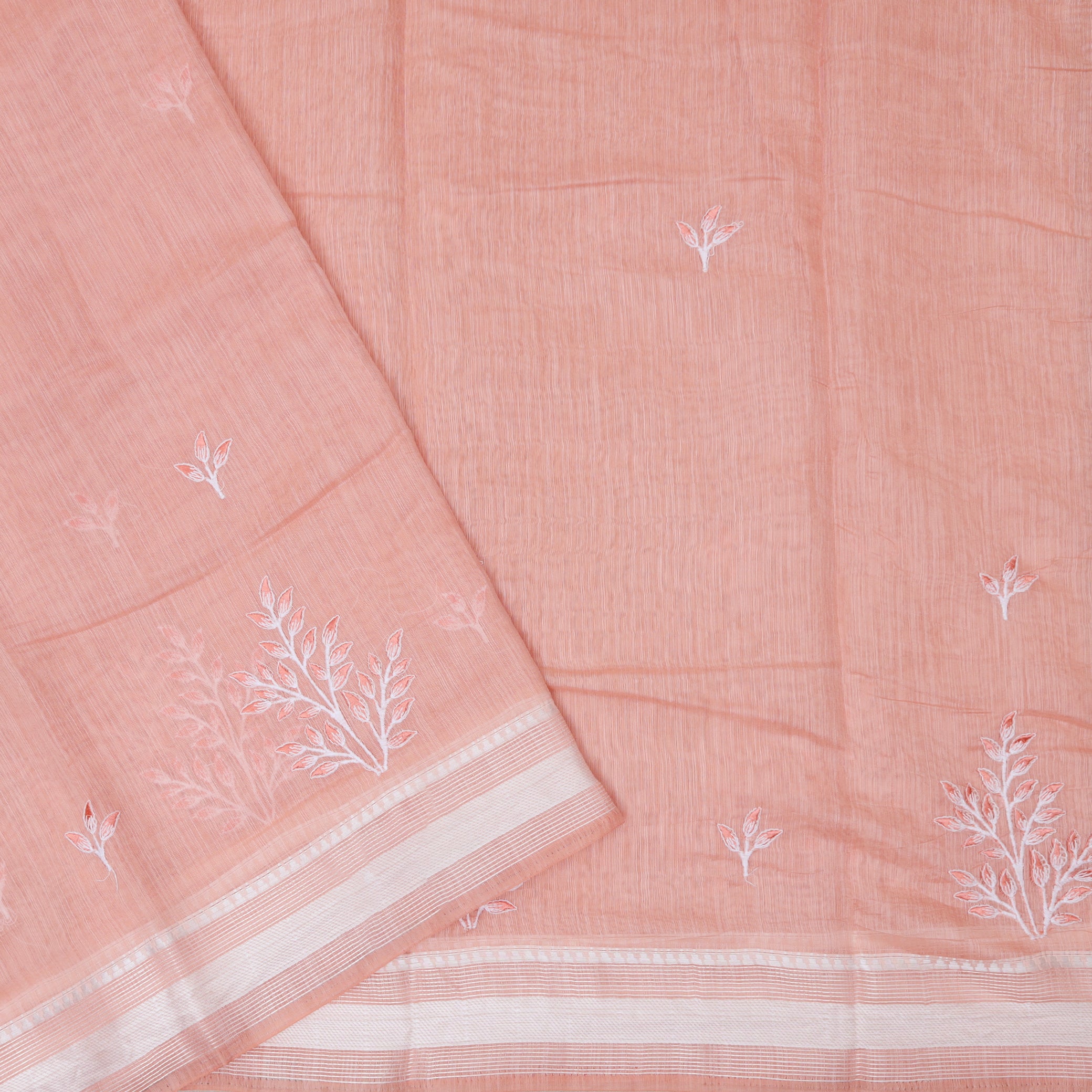 Peach  Color Linen Cotton Saree