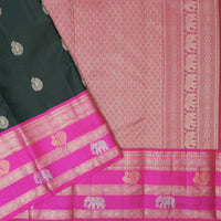 DARK GREENwith PURPLE Traditional Soft Silk Saree