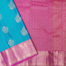 BULE with PINK pure soft silk saree