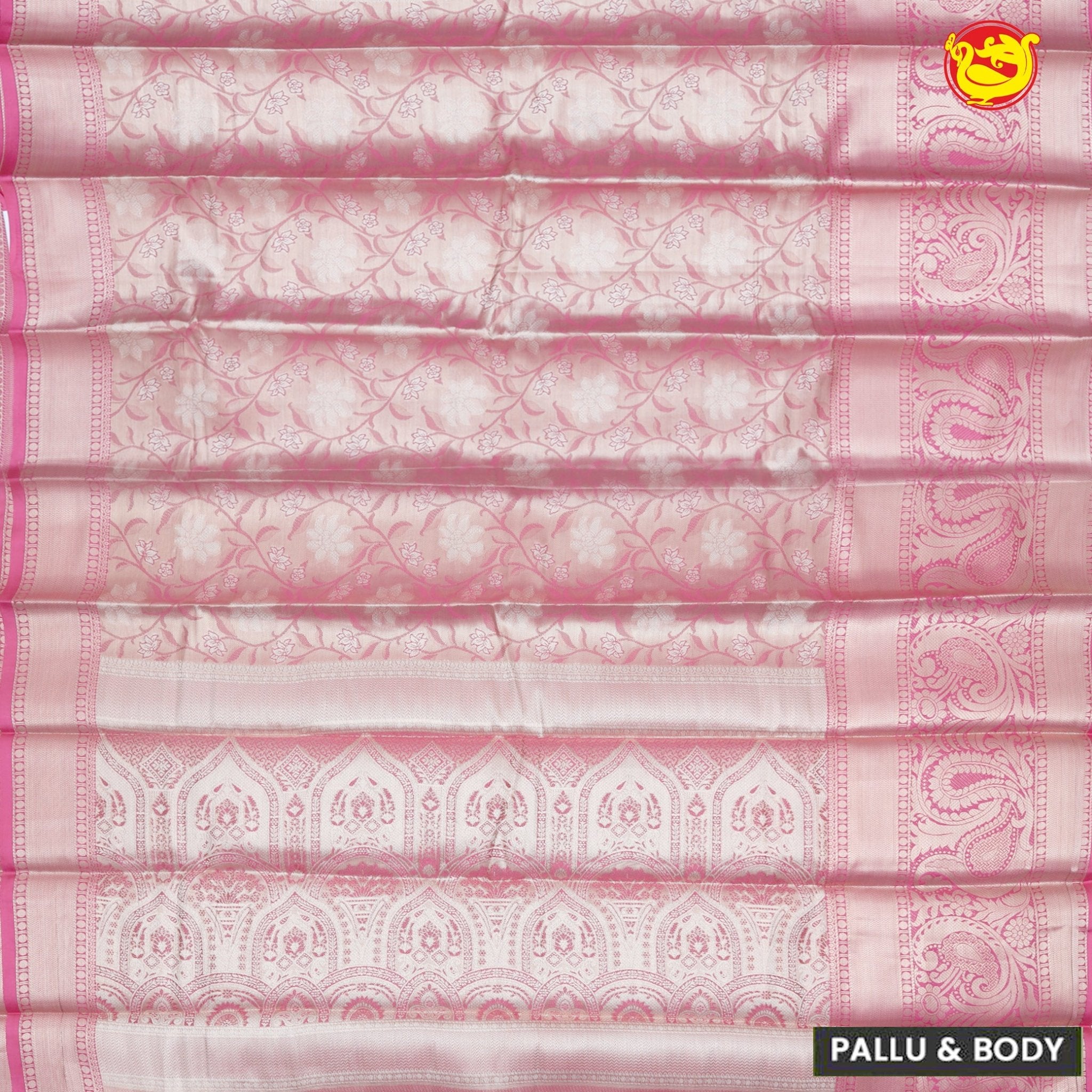 Pink with Gold Zari Traditional Soft Silk Saree