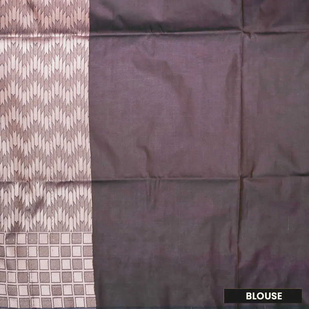 Sky Blue With Dark Brown Soft Silk