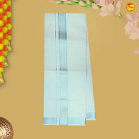 Mint Blue Colour Readymade Shirt And Matching Border Dhoti Set for Men