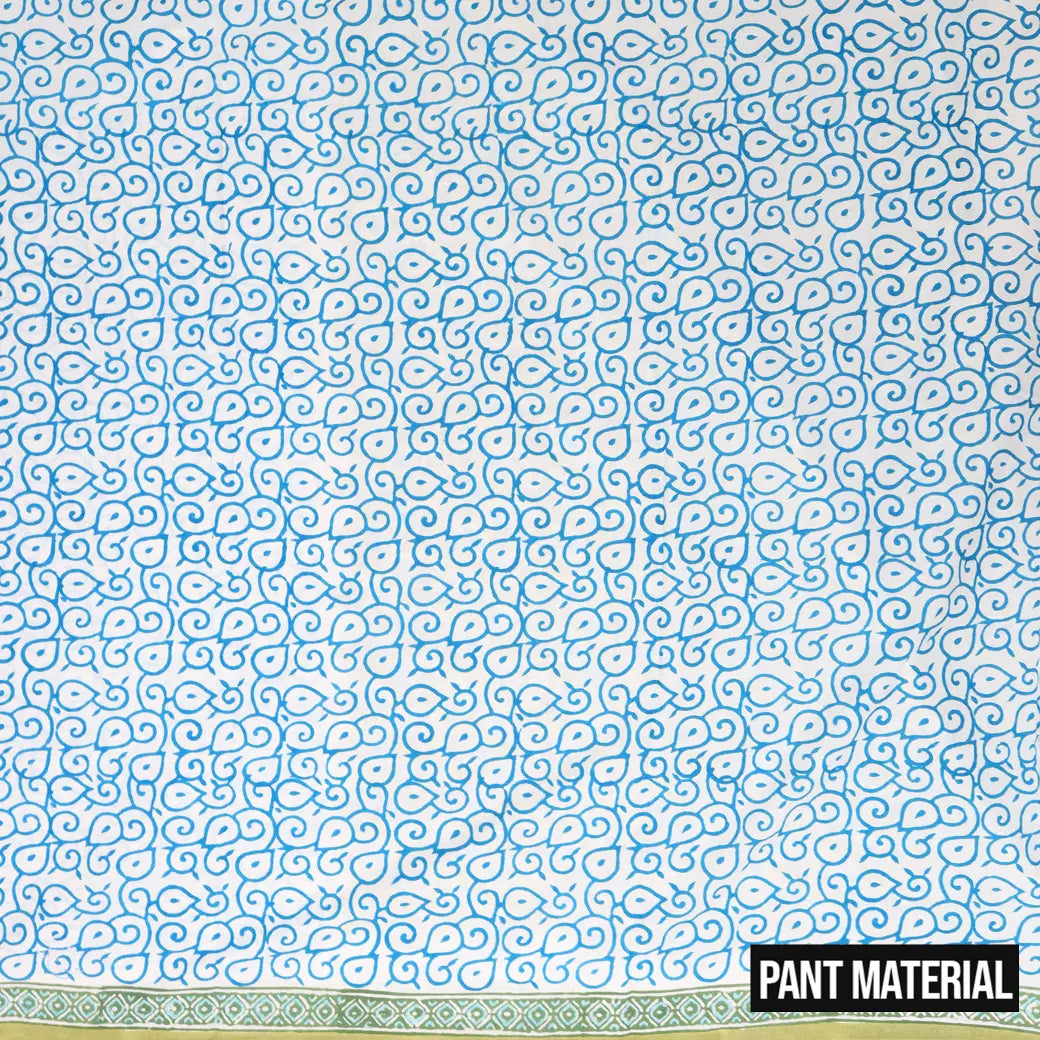 Light Green with Light blue Ladies Cotton Chudithar Set Material