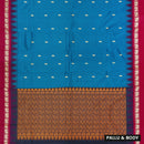 Dark Blue With Dark Red Pure  Cotton Saree without Blous