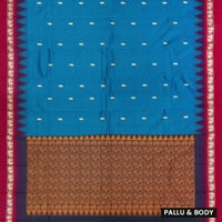 Dark Blue With Dark Red Pure  Cotton Saree without Blous
