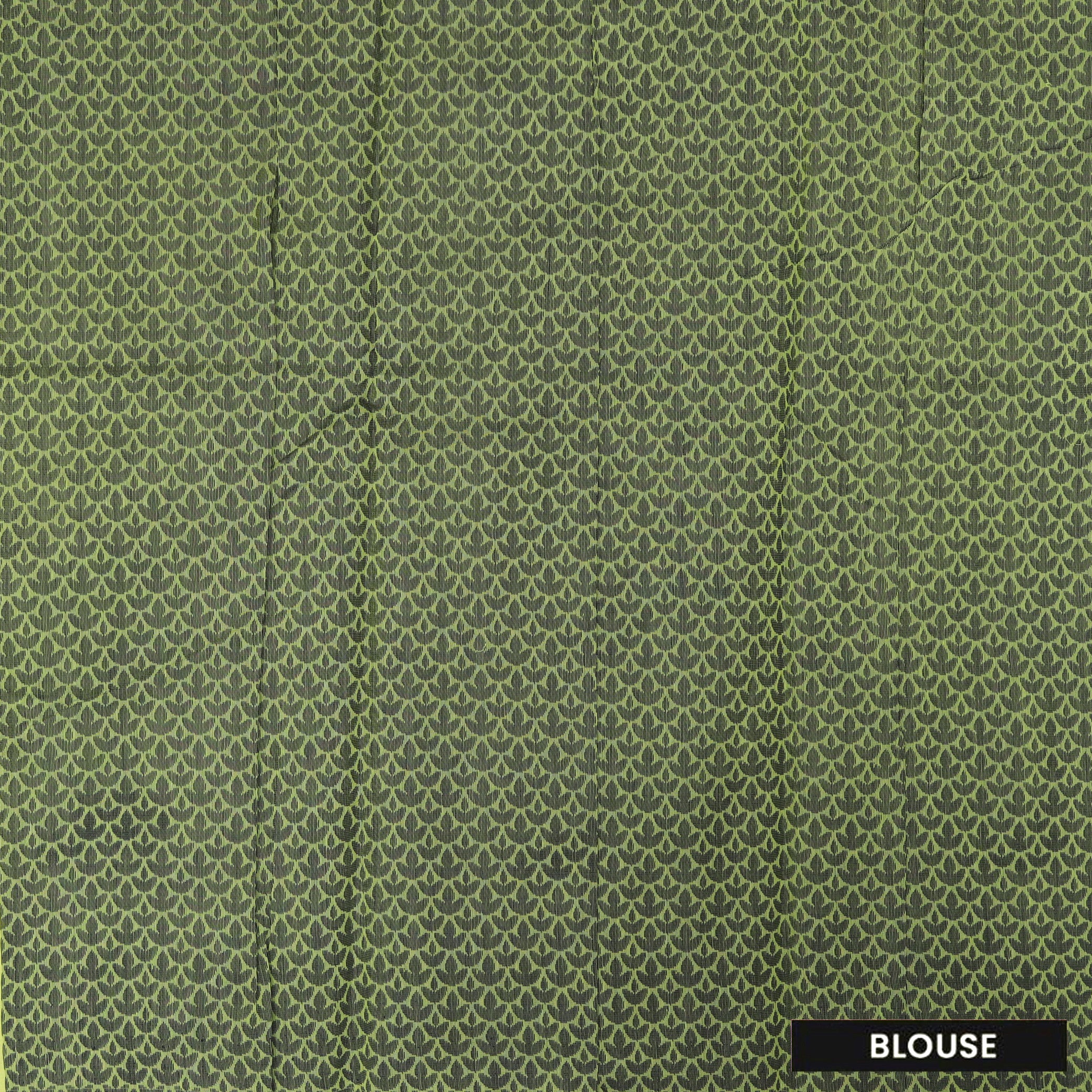 Lime green With Black Zari Silk Cotton Saree