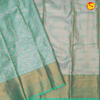 Sea green semi bridal tissue silk saree