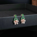 3D floral necklace with green stones and matching earrings
