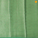 Unique Green Chanderi Silk Saree with Floral Motifs and Copper Zari Border - Thenianantham