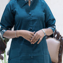 Aadhira- Peacock blue Ladies Branded Co-ord-set Readymade