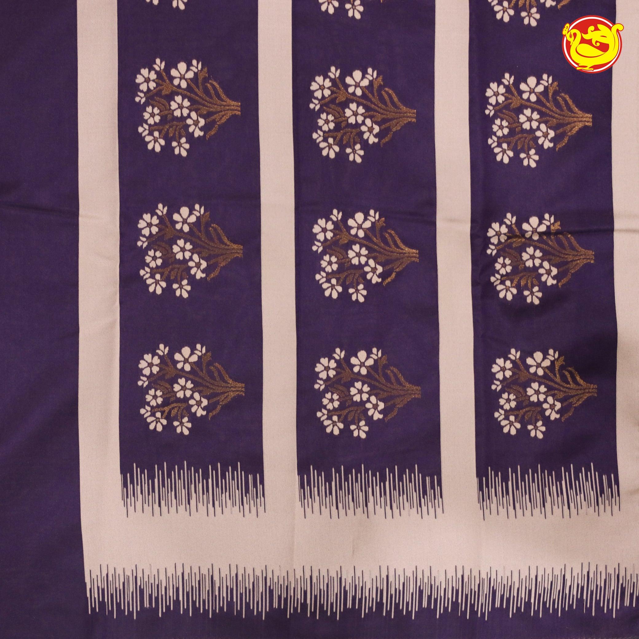 Light Brown With Purple Semi Silk Set Saree