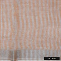 Light Orange Color Linen Cotton Saree
